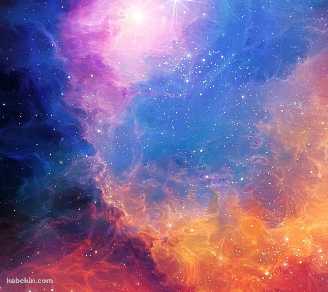 綺麗な青と赤の壮大な宇宙のAndroidの壁紙(1080px x 960px) スマホ用