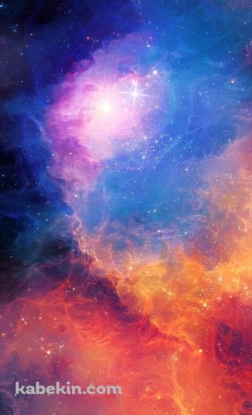 綺麗な青と赤の壮大な宇宙のAndroidの壁紙(360px x 592px) スマホ用