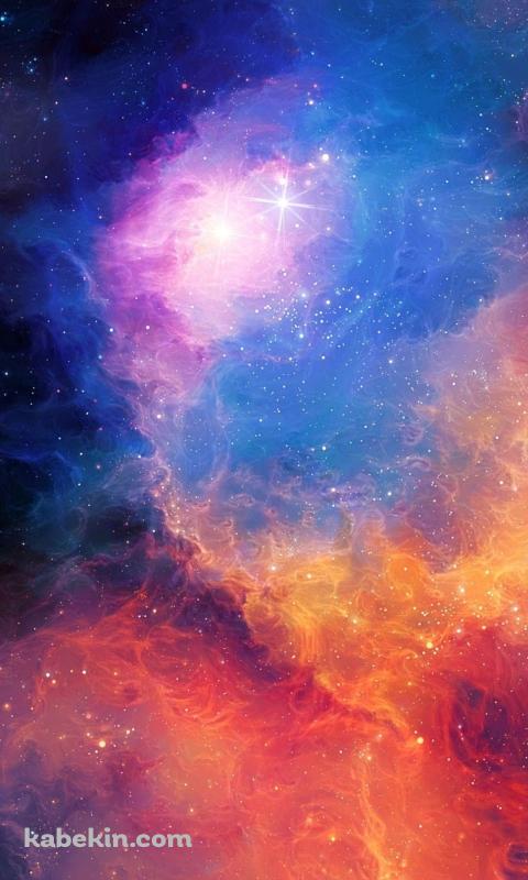 綺麗な青と赤の壮大な宇宙のAndroidの壁紙(480px x 800px) スマホ用
