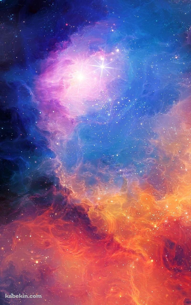 綺麗な青と赤の壮大な宇宙のAndroidの壁紙(800px x 1280px) スマホ用