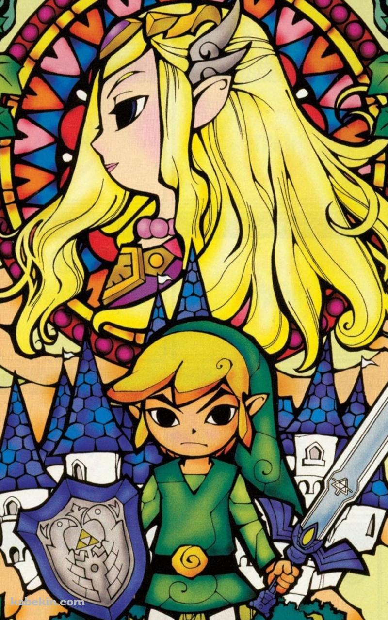 ゼルダの伝説 / ステンドグラス / リンク / ゼルダ姫のAndroidの壁紙(800px x 1280px) スマホ用