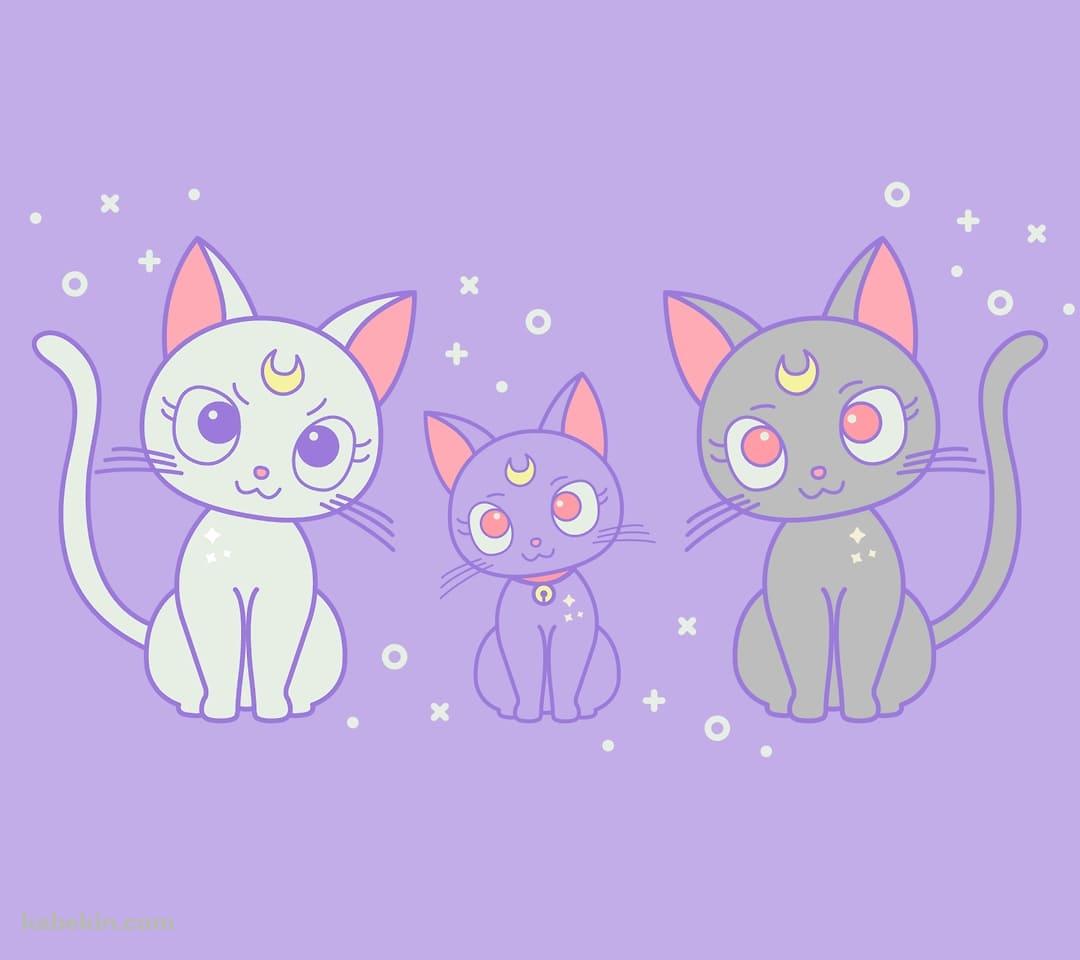 セーラームーン / ルナ / アルテミス / ダイアナ / 猫のAndroidの壁紙(1080px x 960px) スマホ用