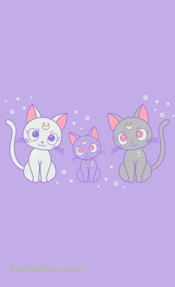 セーラームーン / ルナ / アルテミス / ダイアナ / 猫のAndroidの壁紙(360px x 592px) スマホ用