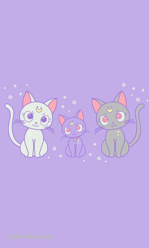 セーラームーン / ルナ / アルテミス / ダイアナ / 猫のAndroidの壁紙(480px x 800px) スマホ用