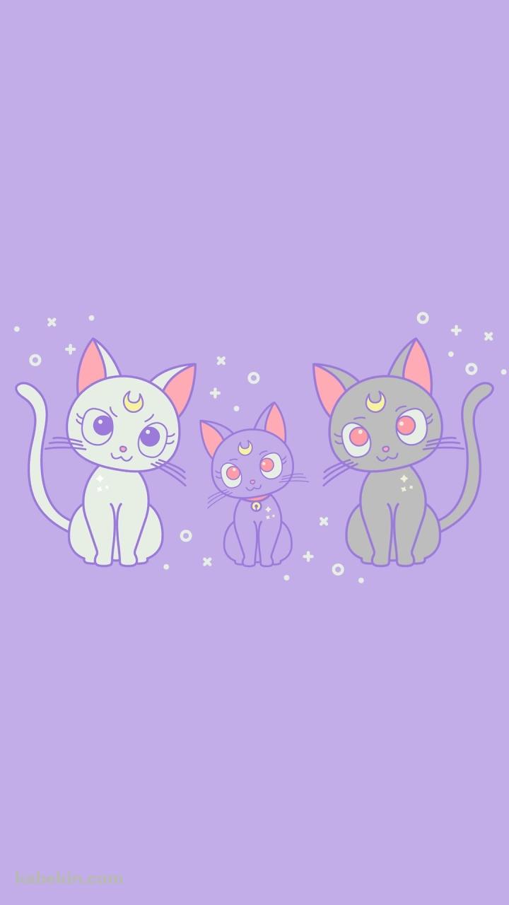 セーラームーン / ルナ / アルテミス / ダイアナ / 猫のAndroidの壁紙(720px x 1280px) スマホ用