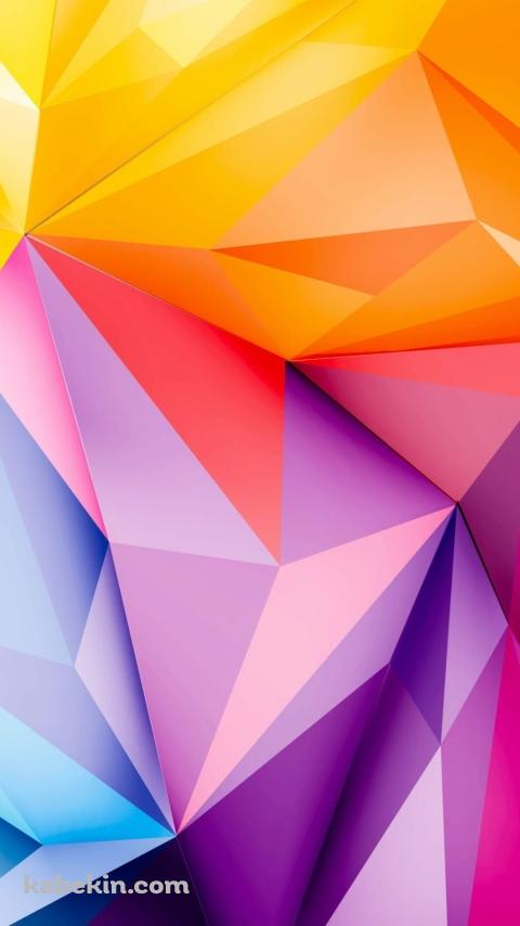 明るい黄色・紫・青・赤 / ポリゴンのAndroidの壁紙(480px x 854px) スマホ用