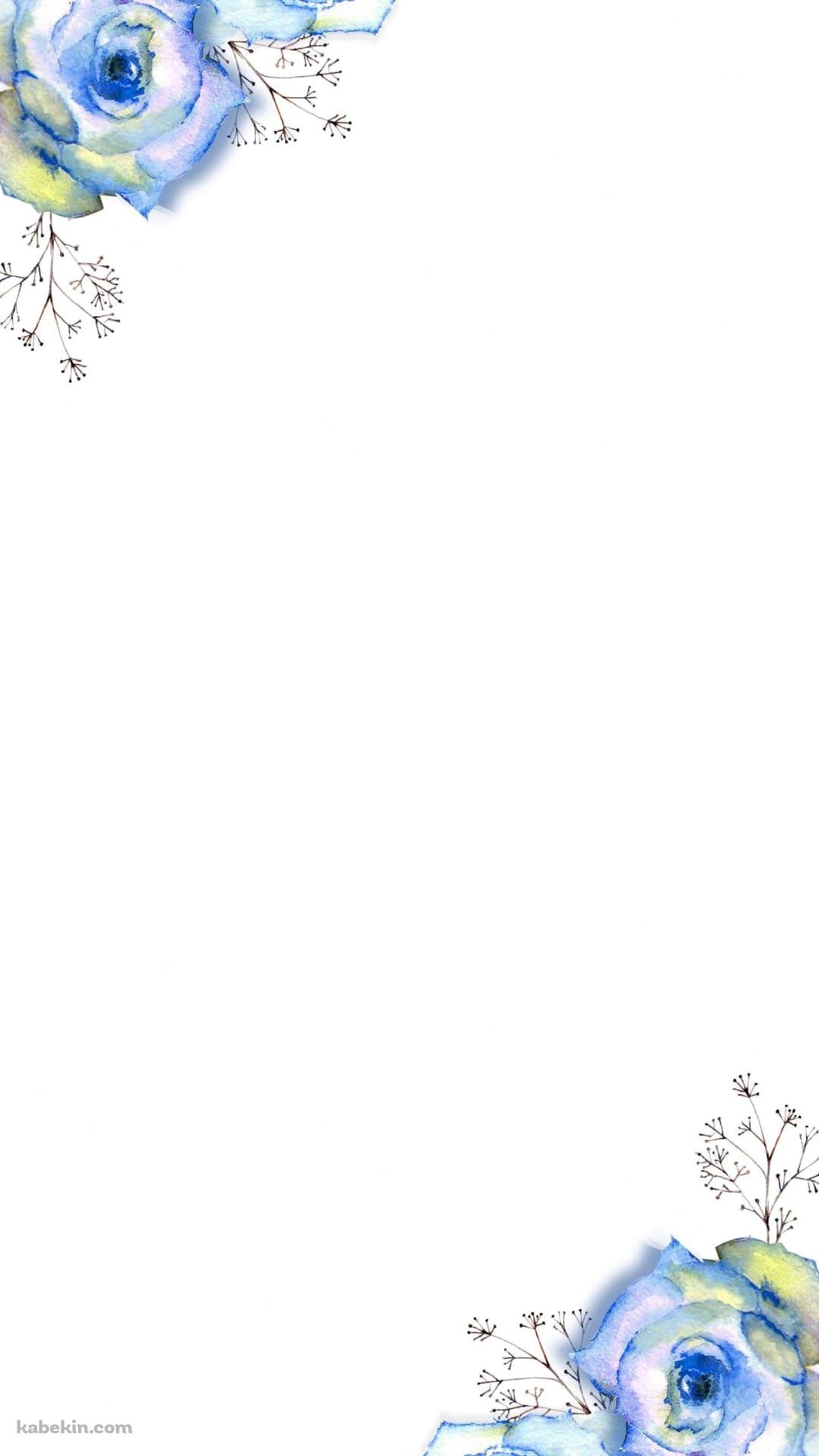 綺麗な青い薔薇 / 水彩のAndroidの壁紙(1080px x 1920px) スマホ用
