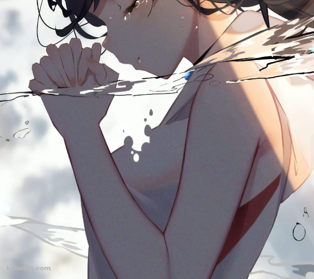 お祈りをする天野陽菜(あまの ひな) / 水の中 / アニメ映画「天気の子」のAndroidの壁紙(1080px x 960px) スマホ用
