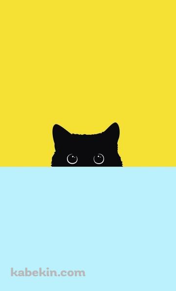 顔を覗かせる目がクリクリした黒猫のAndroidの壁紙(360px x 592px) スマホ用