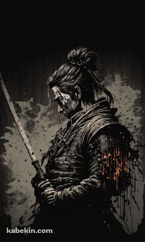 黒い侍 / 武士 / かっこいい / 日本のAndroidの壁紙(480px x 800px) スマホ用
