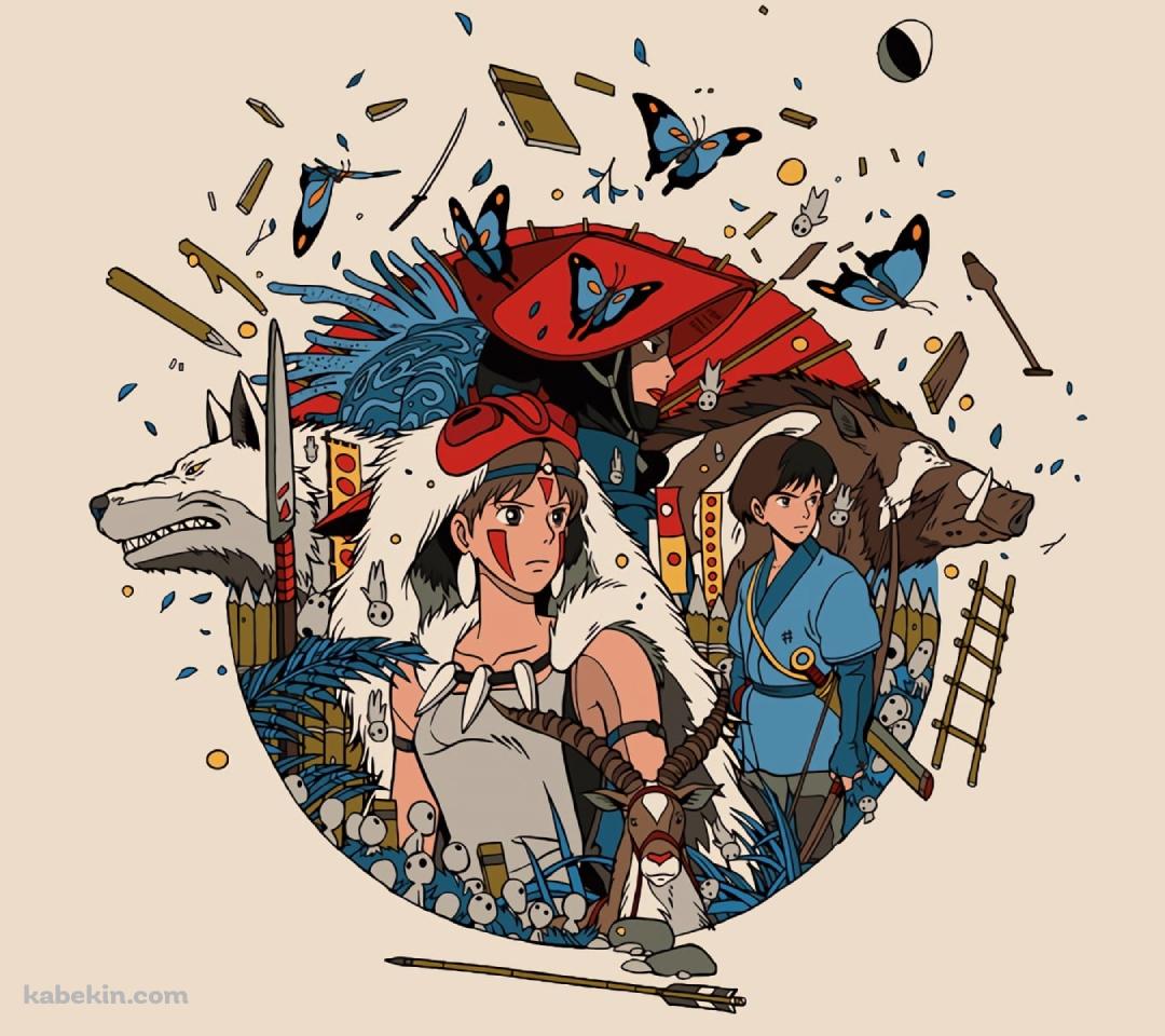 もののけ姫 / アシタカ / サン / エボシ御前 / 乙事主 / ヤックル / こだま / ジブリのAndroidの壁紙(1080px x 960px) スマホ用