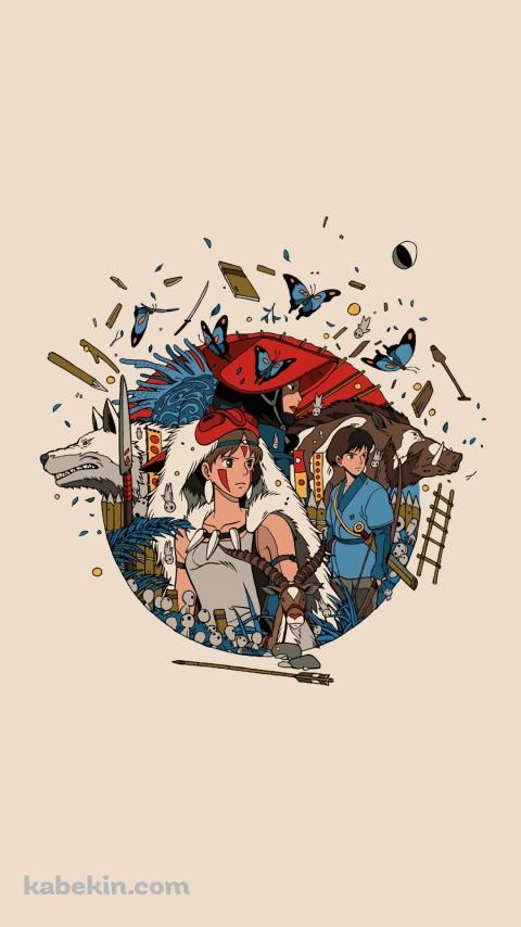 もののけ姫 / アシタカ / サン / エボシ御前 / 乙事主 / ヤックル / こだま / ジブリのAndroidの壁紙(480px x 854px) スマホ用