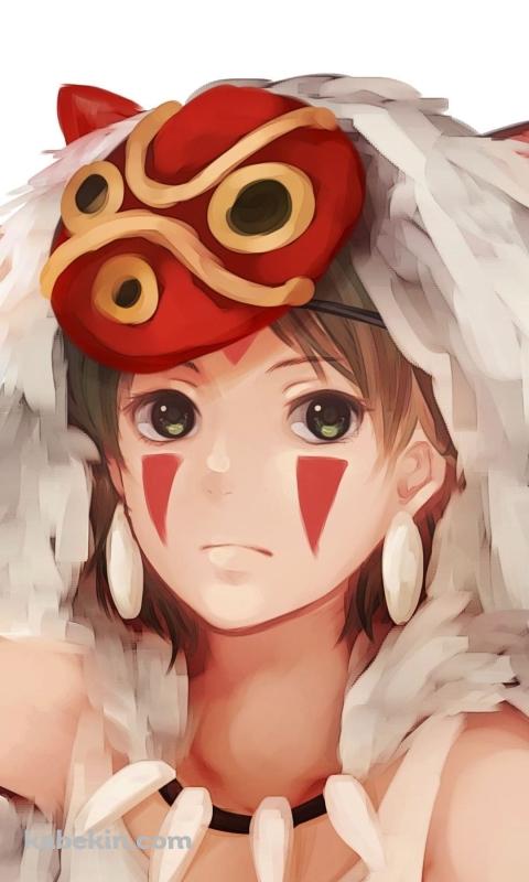 もののけ姫 / かわいいサン / Princess Mononoke / ジブリのAndroidの壁紙(480px x 800px) スマホ用