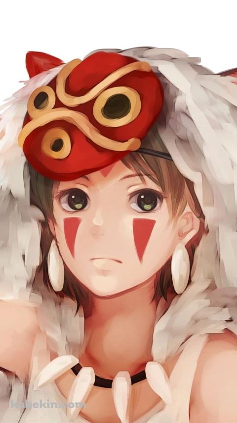 もののけ姫 / かわいいサン / Princess Mononoke / ジブリのAndroidの壁紙(480px x 854px) スマホ用
