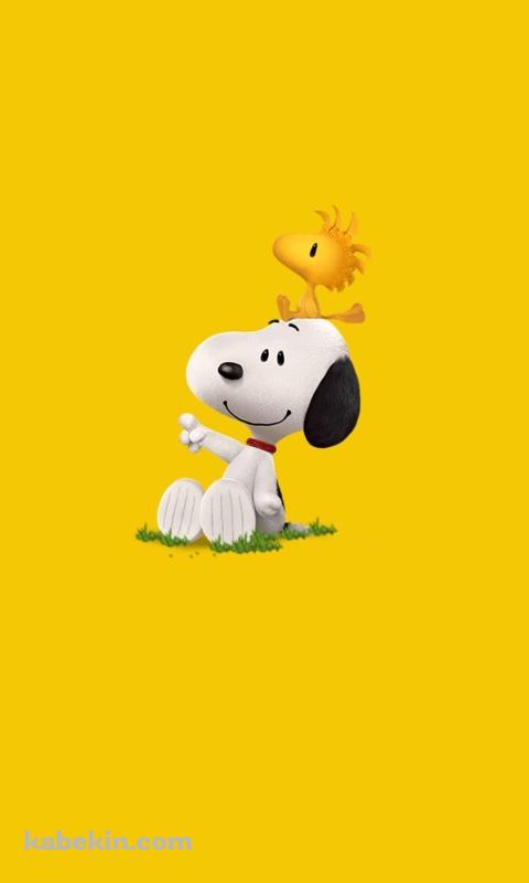かわいいスヌーピー / Snoopy / 黄色のAndroidの壁紙(480px x 800px) スマホ用