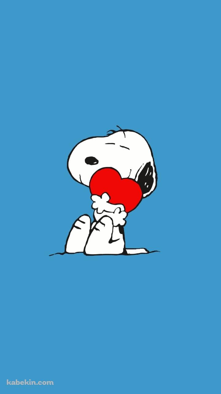 かわいいスヌーピー / Snoopy / 赤いハート / 青色のAndroidの壁紙(720px x 1280px) スマホ用