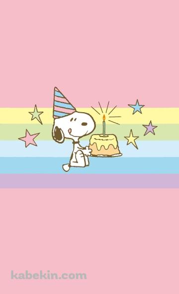 スヌーピー / Snoopy / 誕生日ケーキのAndroidの壁紙(360px x 592px) スマホ用