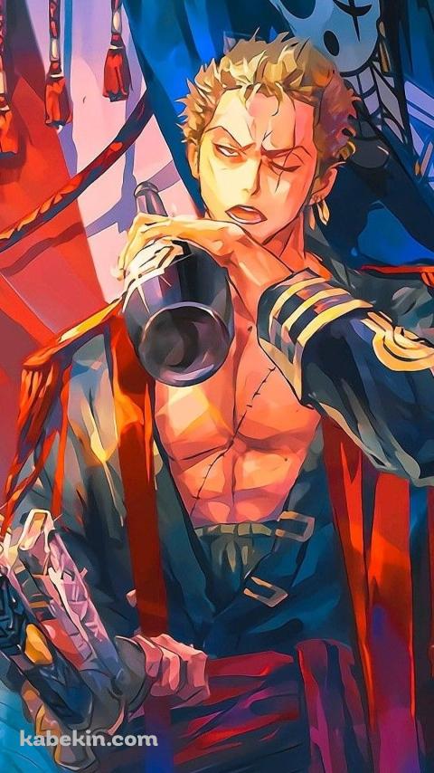 酒を飲むロロノア・ゾロのAndroidの壁紙(480px x 854px) スマホ用