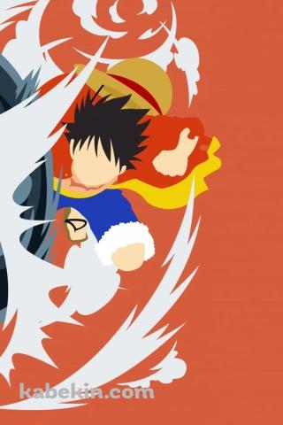 ONE PIECE / ワンピース / ルフィ / ベクター / オレンジのAndroidの壁紙(320px x 480px) スマホ用