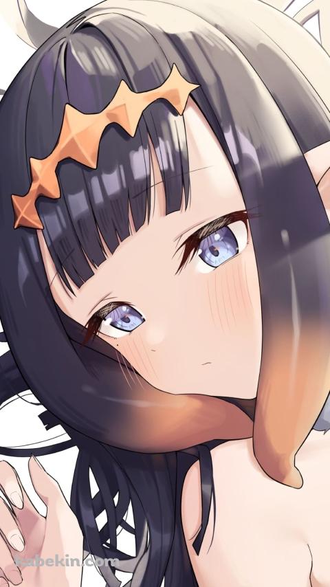 照れて恥ずかしそうな伊那尓栖（にのまえ いなにす） / ファンアート / バーチャルYouTuber / ホロライブのAndroidの壁紙(480px x 854px) スマホ用