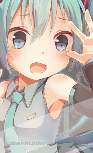 スマホのガラス面に張り付くプニプニの初音ミク / ボカロ / ボーカロイドのAndroidの壁紙(360px x 592px) スマホ用