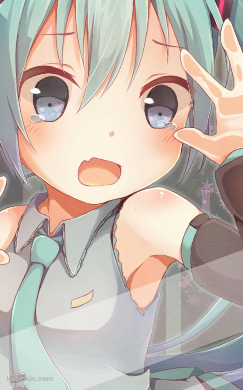 スマホのガラス面に張り付くプニプニの初音ミク / ボカロ / ボーカロイドのAndroidの壁紙(800px x 1280px) スマホ用