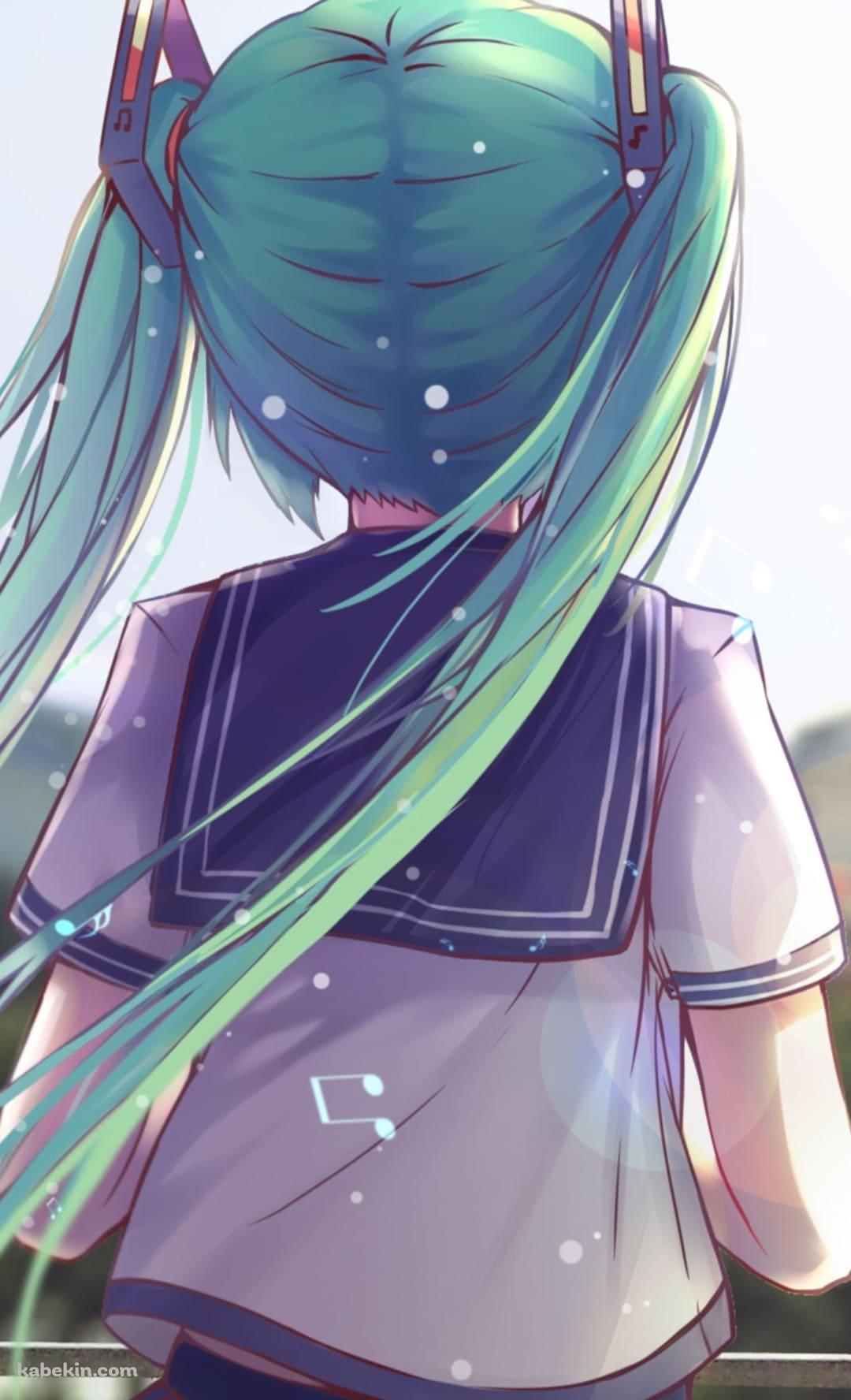 セーラー服 / 初音ミク / 後ろ姿のAndroidの壁紙(1080px x 1776px) スマホ用