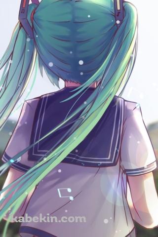 セーラー服 / 初音ミク / 後ろ姿のAndroidの壁紙(320px x 480px) スマホ用