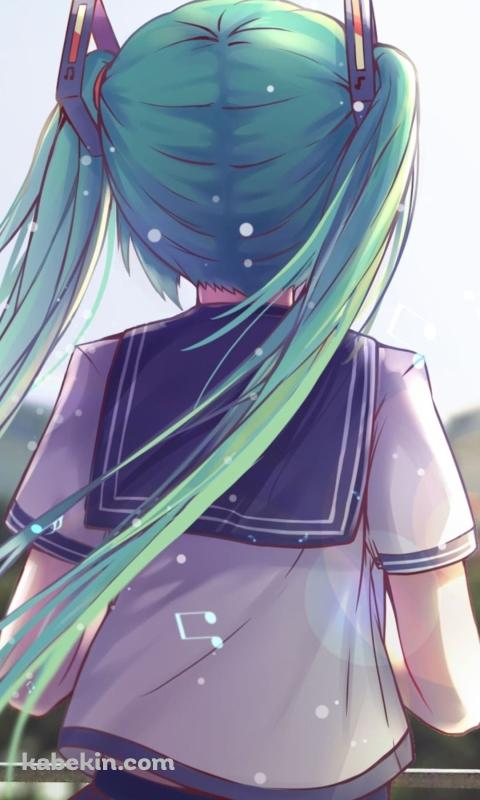 セーラー服 / 初音ミク / 後ろ姿のAndroidの壁紙(480px x 800px) スマホ用