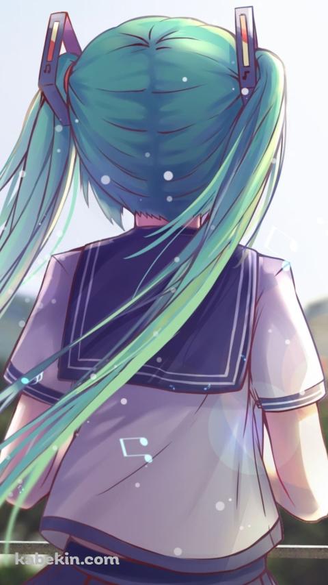 セーラー服 / 初音ミク / 後ろ姿のAndroidの壁紙(480px x 854px) スマホ用