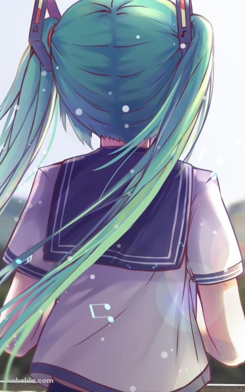 セーラー服 / 初音ミク / 後ろ姿のAndroidの壁紙(800px x 1280px) スマホ用