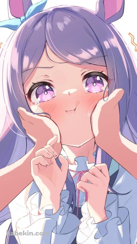ほっぺたをプニプニされているなすがままのメジロマックイーン / かわいい / ファンアート / ウマ娘のAndroidの壁紙(480px x 854px) スマホ用