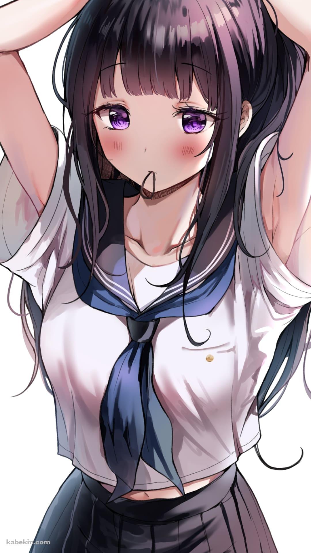 髪をかきあげる千反田える / 氷菓 / ファンアートのAndroidの壁紙(1080px x 1920px) スマホ用