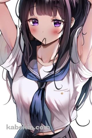 髪をかきあげる千反田える / 氷菓 / ファンアートのAndroidの壁紙(320px x 480px) スマホ用