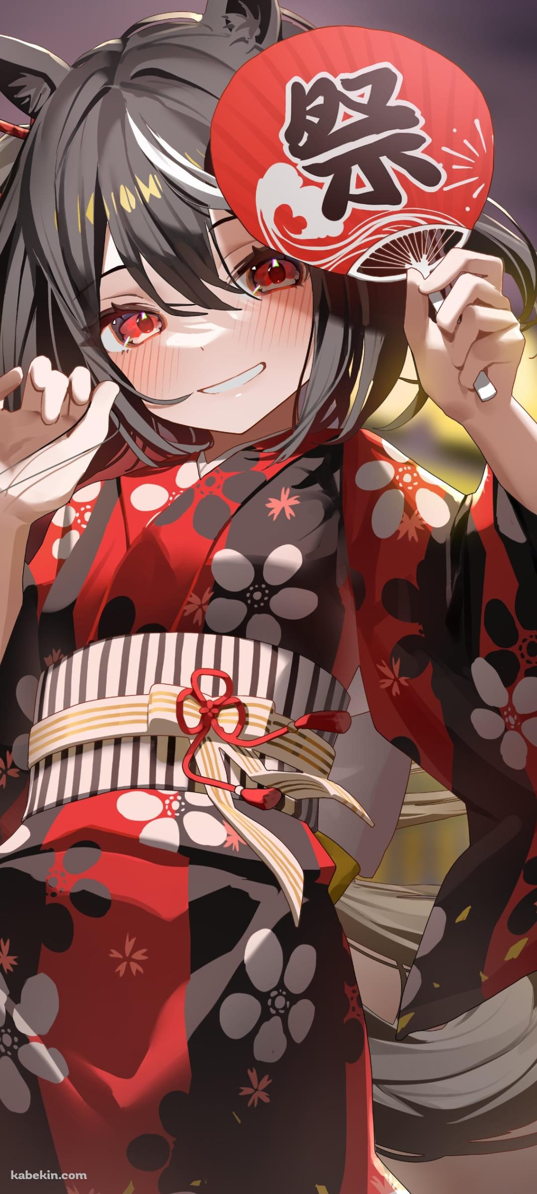 赤い浴衣を着たキタサンブラック / 祭 / かわいい / ウマ娘 / ファンアートのAndroidの壁紙(1080px x 2400px) スマホ用