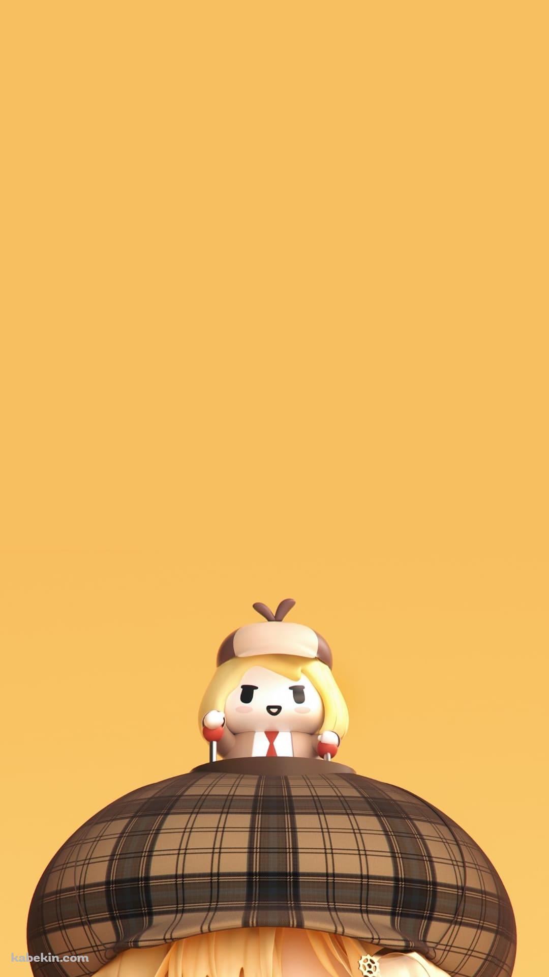 自分の人形を頭に載せるワトソン・アメリア / ホロライブ / バーチャルユーチューバー / ファンアートのAndroidの壁紙(1080px x 1920px) スマホ用