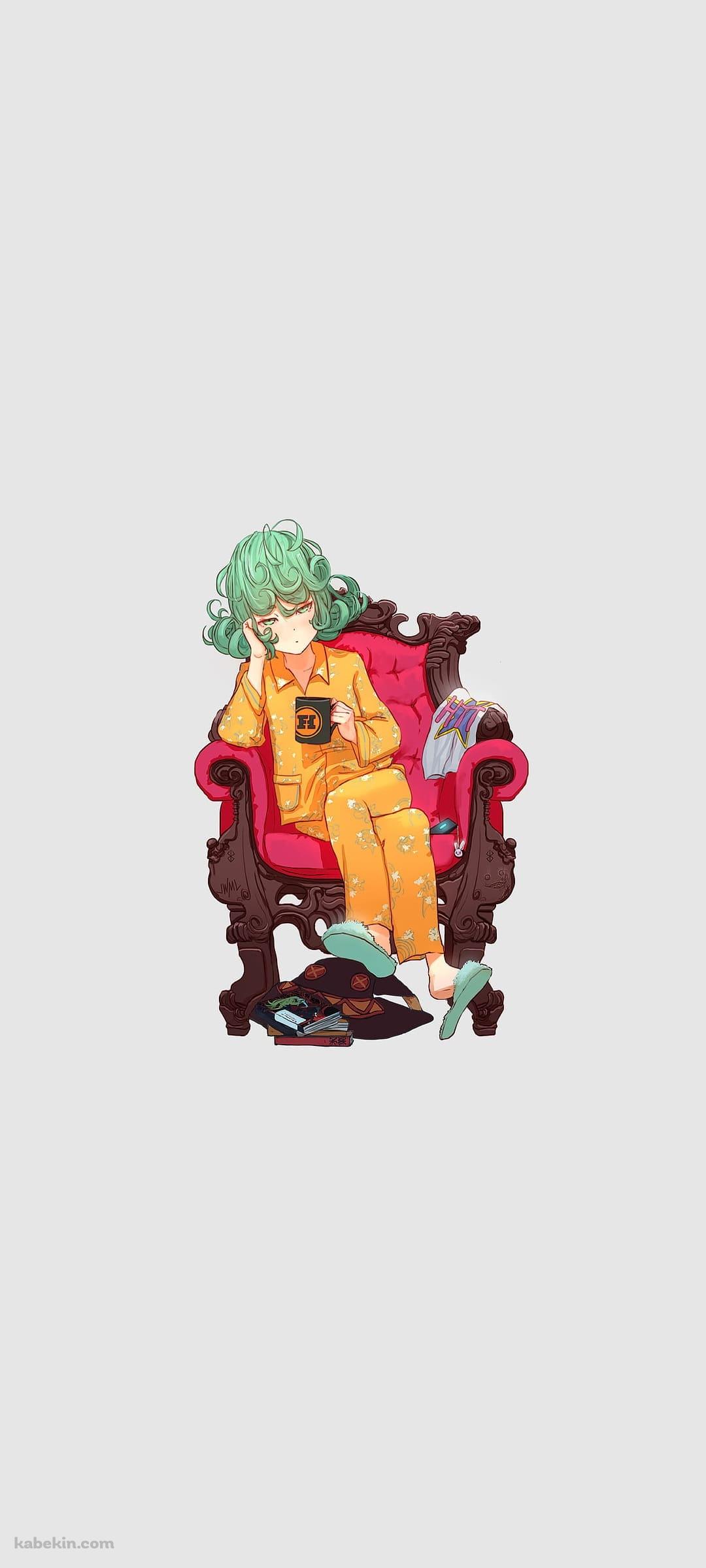 珈琲を飲むリラックスする戦慄のタツマキ / ファンアート / TERRIBLE TORNADOのAndroidの壁紙(1080px x 2400px) スマホ用