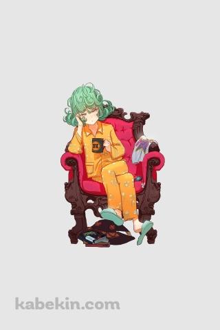 珈琲を飲むリラックスする戦慄のタツマキ / ファンアート / TERRIBLE TORNADOのAndroidの壁紙(320px x 480px) スマホ用