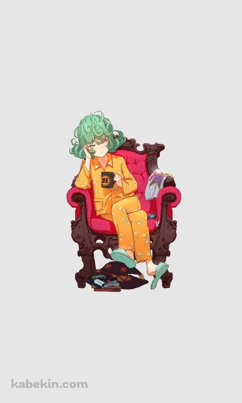 珈琲を飲むリラックスする戦慄のタツマキ / ファンアート / TERRIBLE TORNADOのAndroidの壁紙(480px x 800px) スマホ用