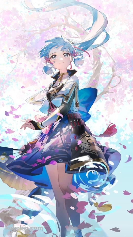 舞い散る桜の花びらと神里綾華 / かわいい / 原神のAndroidの壁紙(540px x 960px) スマホ用