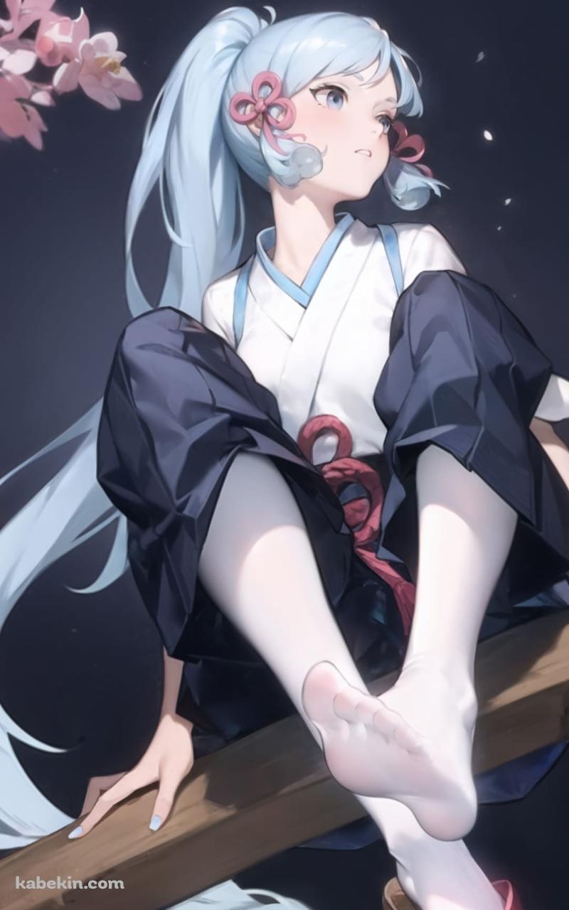 橋桁に座る神里綾華 / ローアングル / 綺麗 / 原神のAndroidの壁紙(800px x 1280px) スマホ用