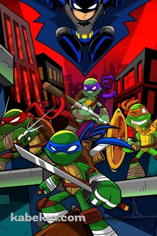 ティーンエイジ・ミュータント・ニンジャ・タートルズとバットマン / アメコミ / イラストのAndroidの壁紙(320px x 480px) スマホ用