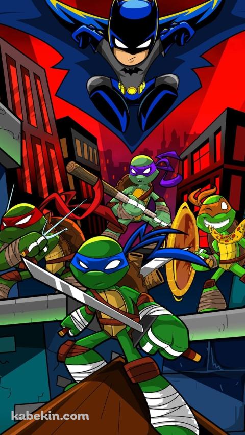 ティーンエイジ・ミュータント・ニンジャ・タートルズとバットマン / アメコミ / イラストのAndroidの壁紙(480px x 854px) スマホ用