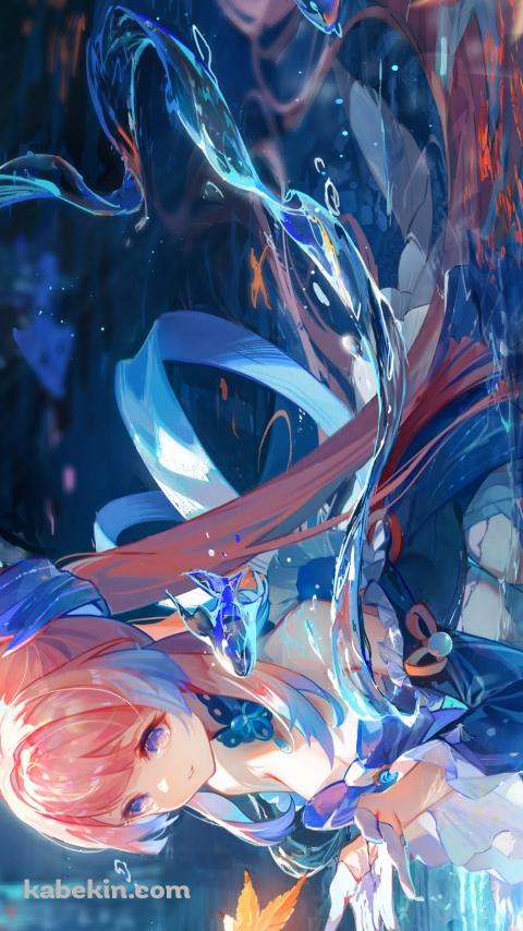 水につかる綺麗な珊瑚宮心海 / 原神のAndroidの壁紙(480px x 854px) スマホ用