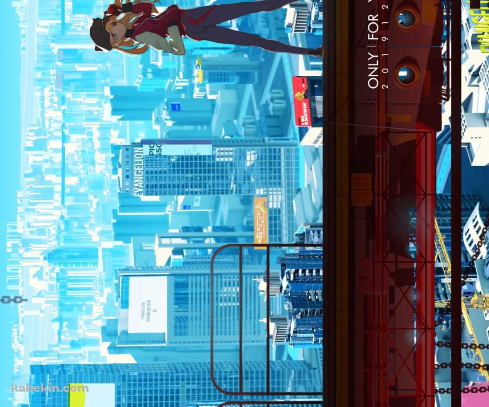 赤い高所に立ち振り返る式波・アスカ・ラングレー / ヱヴァンゲリヲン新劇場版 / ファンアート / イラストのAndroidの壁紙(960px x 800px) スマホ用