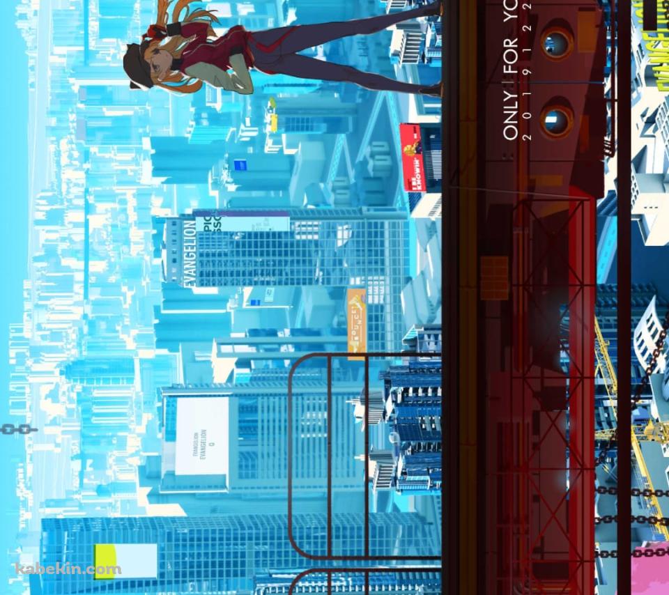 赤い高所に立ち振り返る式波・アスカ・ラングレー / ヱヴァンゲリヲン新劇場版 / ファンアート / イラストのAndroidの壁紙(960px x 854px) スマホ用