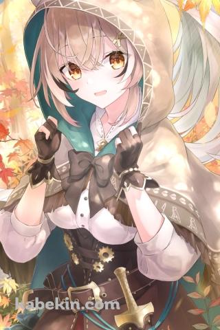 紅葉とかわいい七詩ムメイ / ファンアート / バーチャルYouTuber / ホロライブのAndroidの壁紙(320px x 480px) スマホ用