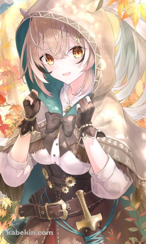 紅葉とかわいい七詩ムメイ / ファンアート / バーチャルYouTuber / ホロライブのAndroidの壁紙(480px x 800px) スマホ用