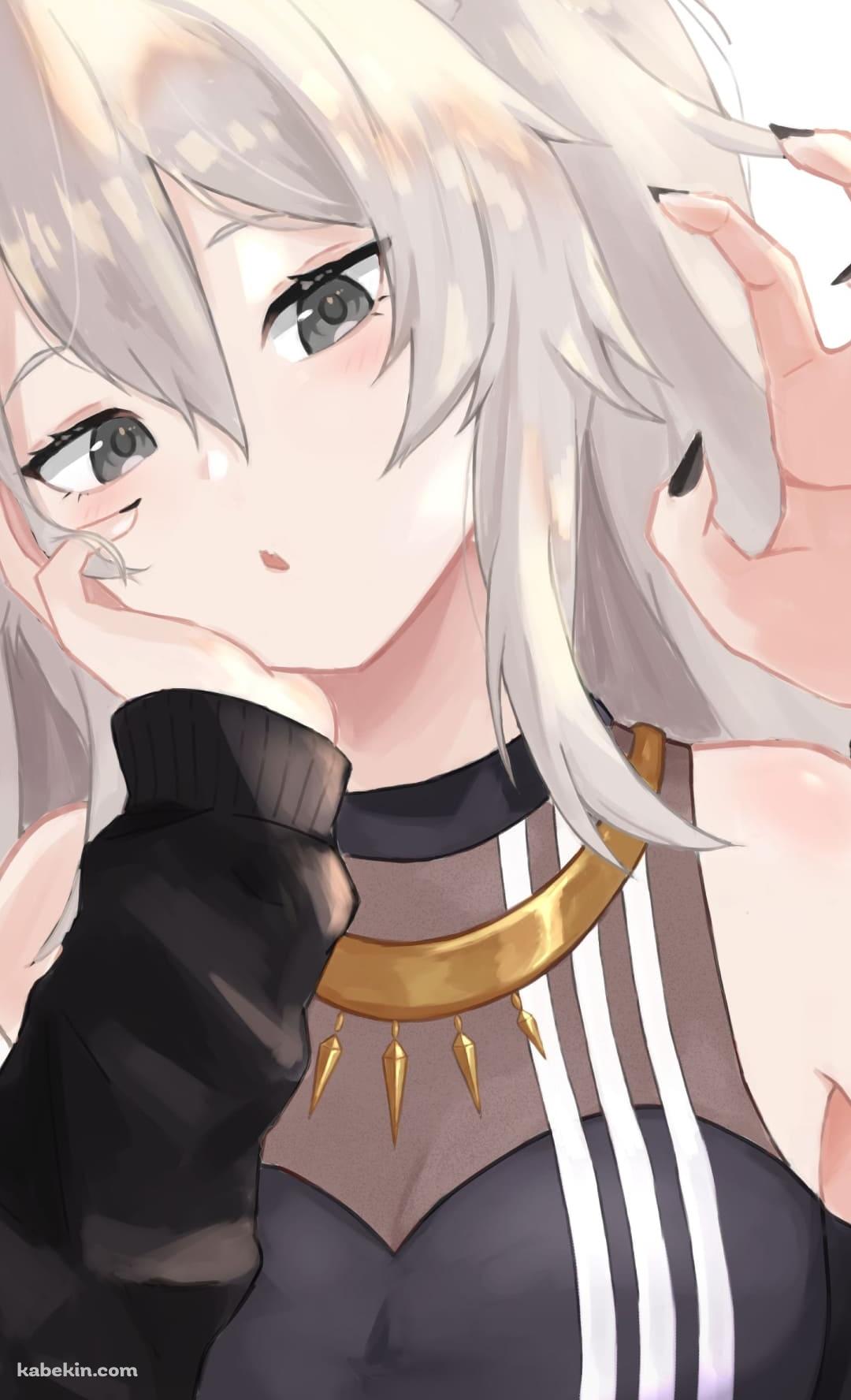 左手をかざす獅白ぼたん / ファンアート / かわいい / バーチャルYouTuber / ホロライブのAndroidの壁紙(1080px x 1776px) スマホ用