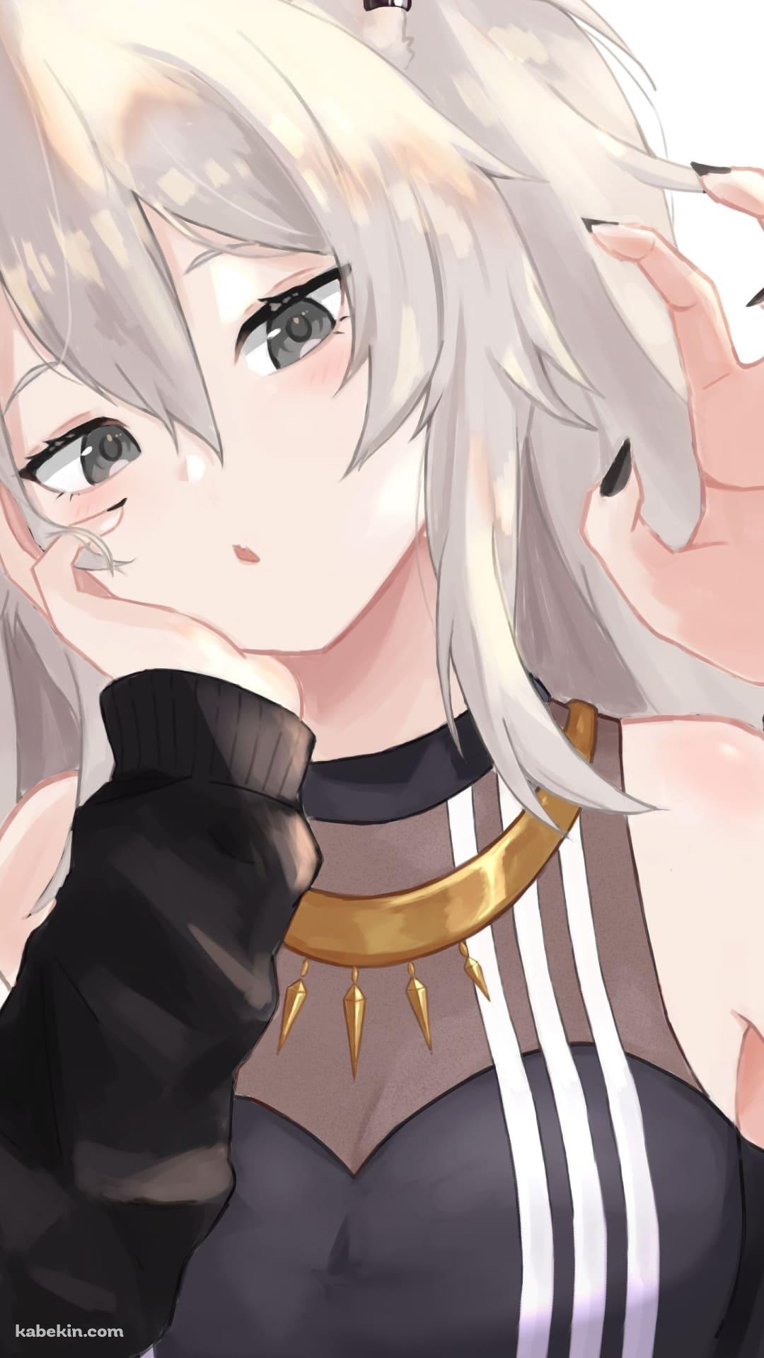 左手をかざす獅白ぼたん / ファンアート / かわいい / バーチャルYouTuber / ホロライブのAndroidの壁紙(1080px x 1920px) スマホ用